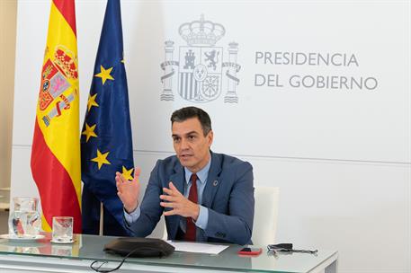 24/11/2020. Sánchez participa en el Foro de Política Exterior de la Fundación Körber. El presidente del Gobierno, Pedro Sánchez, durante su ...