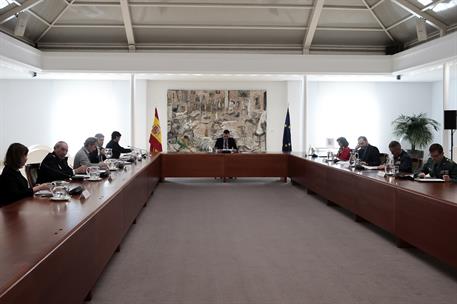 25/03/2020. Pedro Sánchez preside la reunión del Comité de Gestión Técnica del Coronavirus. El presidente del Gobierno, Pedro Sánchez, duran...