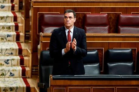 26/03/2020. El presidente Sánchez en el Congreso de los Diputados. El presidente del Gobierno, Pedro Sánchez, durante el Pleno del Congreso ...