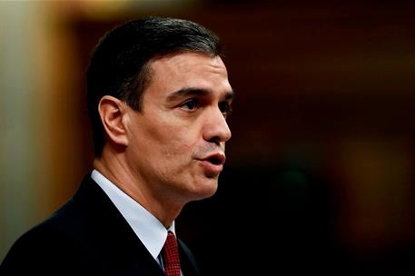 26/03/2020. El presidente Sánchez en el Congreso de los Diputados. El presidente del Gobierno, Pedro Sánchez, durante el Pleno del Congreso ...