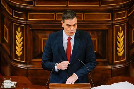 26/03/2020. El presidente Sánchez en el Congreso de los Diputados. El presidente del Gobierno, Pedro Sánchez, durante el Pleno del Congreso ...