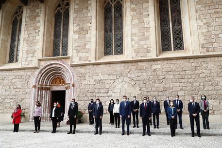 25/11/2020. Celebración de la XIX Cumbre hispano-italiana. Las delegaciones española e italiana encabezadas por los presidentes español, Ped...