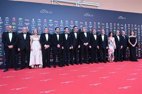 25/01/2020. Pedro Sánchez asiste a la 34 edición de los Premios Goya. Foto de familia del presidente del Gobierno, Pedro Sánchez, junto al p...