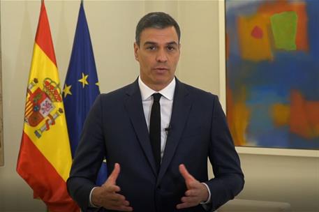 26/05/2020. Conferencia Internacional de Donantes. El presidente del Gobierno, Pedro Sánchez, durante su mensaje a la Conferencia Internacio...