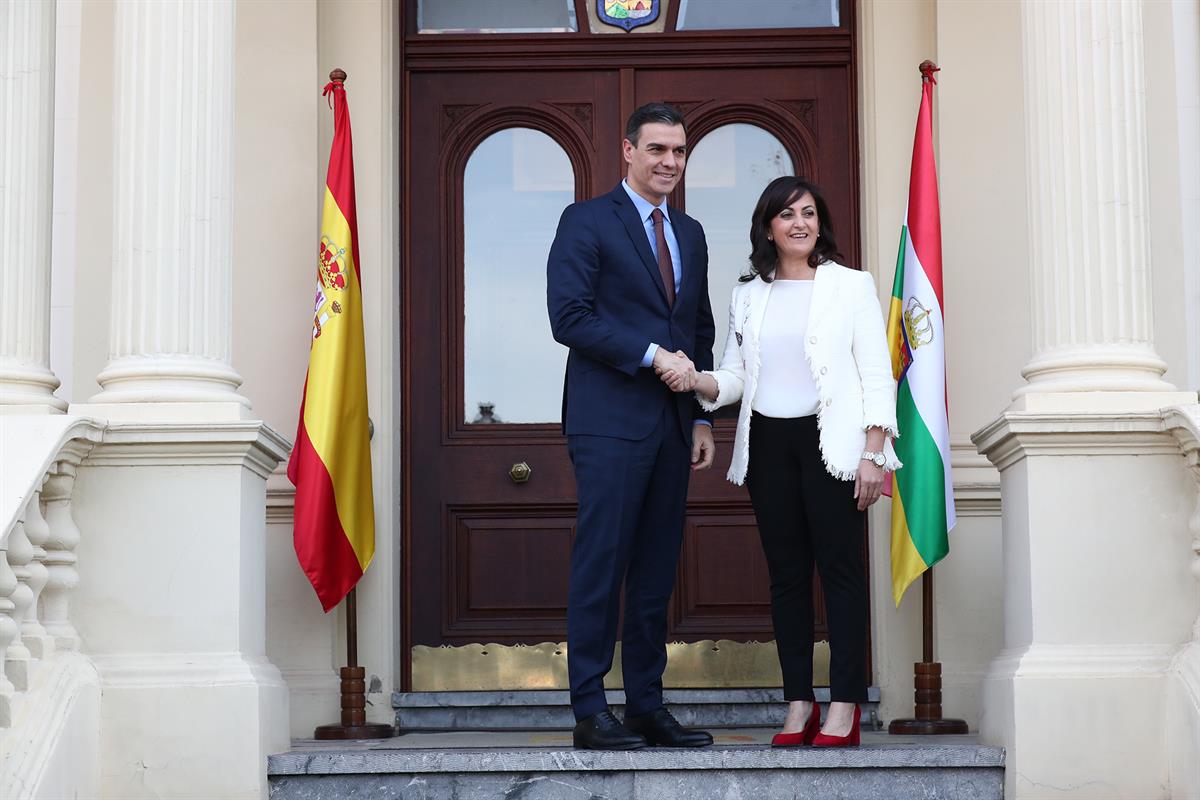 28/02/2020. El presidente del Gobierno se reúne con la presidenta de La Rioja. El presidente del Gobierno, Pedro Sánchez, es recibido por la...