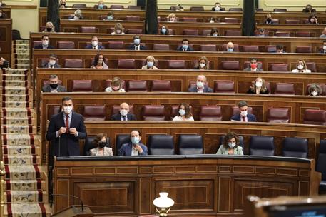 28/10/2020. Pedro Sánchez asiste a la sesión de control en el Congreso. Pedro Sánchez asiste a la sesión de control en el Congreso