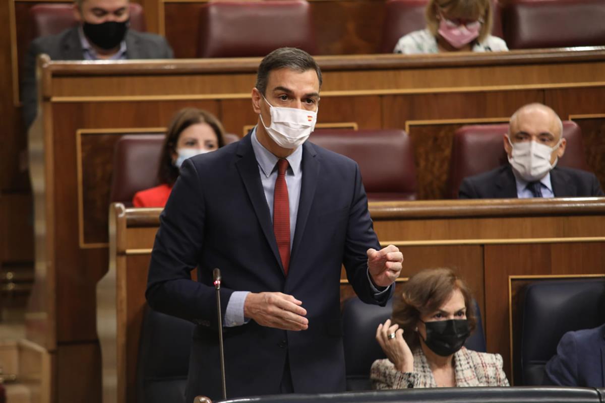 28/10/2020. Pedro Sánchez asiste a la sesión de control en el Congreso. El presidente del Gobierno, Pedro Sánchez, durante la sesión del con...