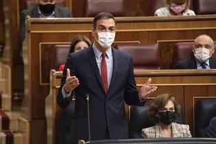 El presidente del Gobierno, Pedro Sánchez, durante la sesión de control al Gobierno en el Congreso