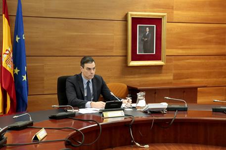 29/03/2020. Consejo de Ministros Extraordinario. El presidente del Gobierno, Pedro Sánchez, preside el Consejo de Ministros extraordinario. ...