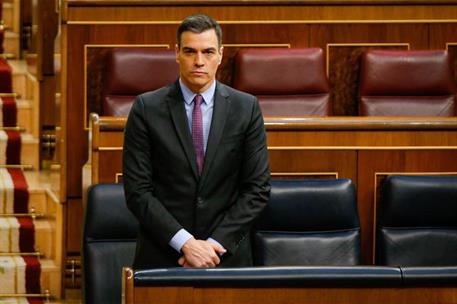 29/04/2020. Pedro Sánchez interviene en la sesión de control al Gobierno en el Congreso. El presidente del Gobierno, Pedro Sánchez, durante ...