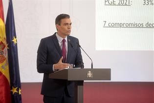 El presidente del Gobierno, Pedro Sánchez, durante la presentación del informe "Cumpliendo"