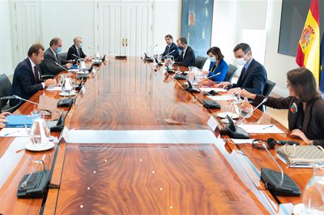 Pedro Sánchez junto a los asistentes a la reunión