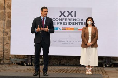 31/07/2020. Pedro Sánchez preside la XXI Conferencia de Presidentes. El presidente del Gobierno, Pedro Sánchez, durante su intervención prev...