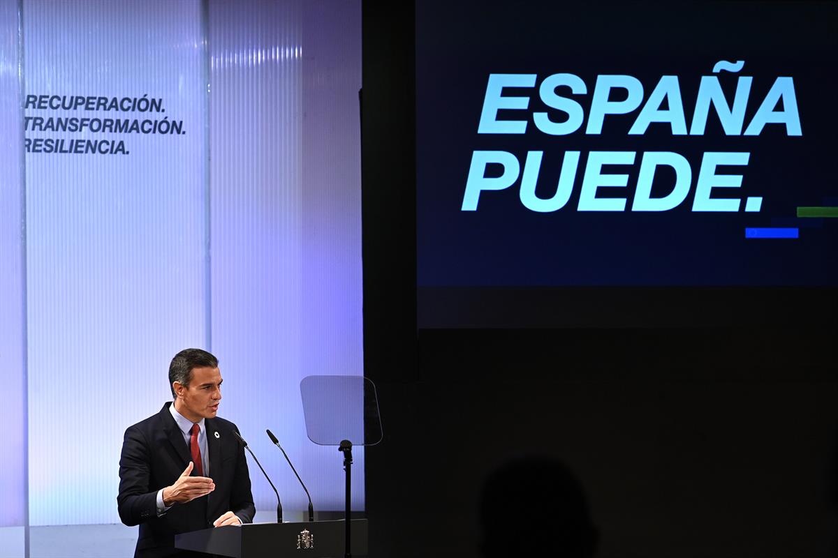 31/08/2020. Sánchez pronuncia la conferencia 'España puede. Recuperación, Transformación, Resiliencia',. El presidente del Gobierno, Pedro S...