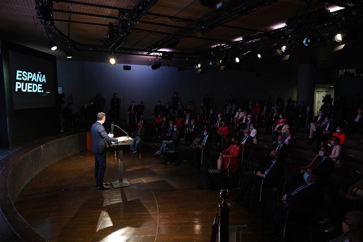 31/08/2020. Sánchez pronuncia la conferencia 'España puede. Recuperación, Transformación, Resiliencia',. El presidente del Gobierno, Pedro S...