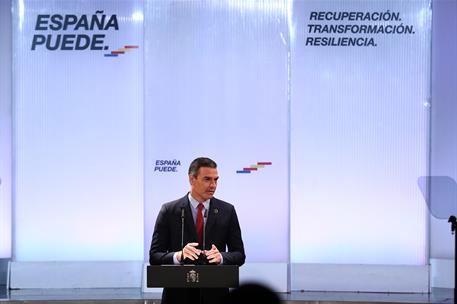 31/08/2020. El presidente del Gobierno, Pedro Sánchez, durante su intervención.