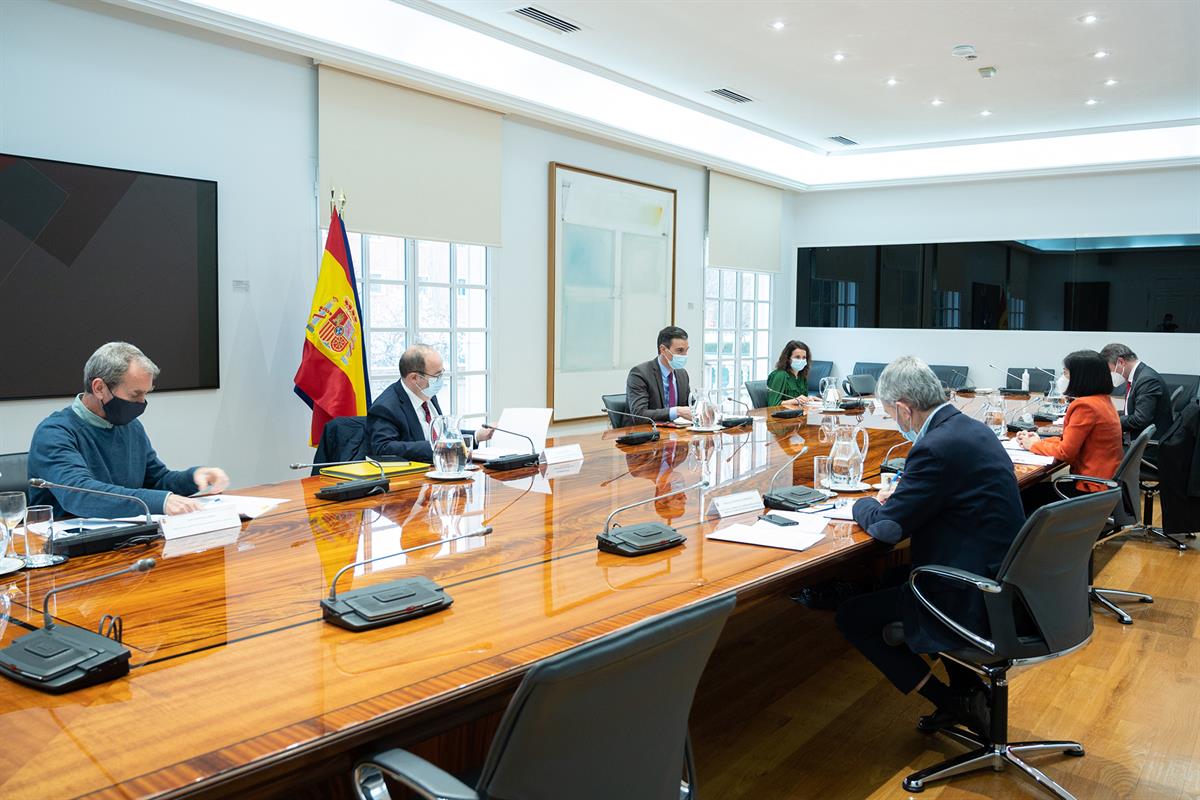 1/03/2021. Comité de Seguimiento del Coronavirus. El jefe del Ejecutivo, Pedro Sánchez, durante la reunión del Comité de Seguimiento del Cor...