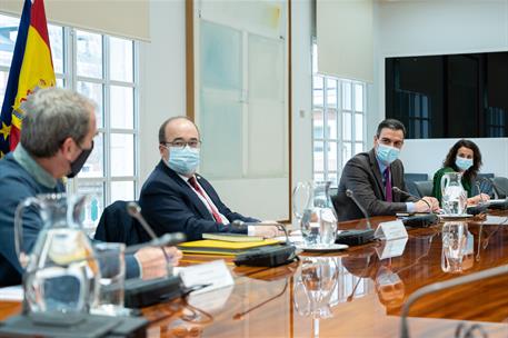1/03/2021. Reunión del Comité de Seguimiento del Coronavirus. El jefe del Ejecutivo, Pedro Sánchez, durante la reunión del Comité de Seguimi...