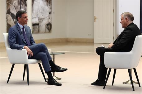 1/07/2021. Pedro Sánchez, entrevistado en La Sexta. El presidente del Gobierno, Pedro Sánchez, y el periodista Antonio García Ferreras duran...