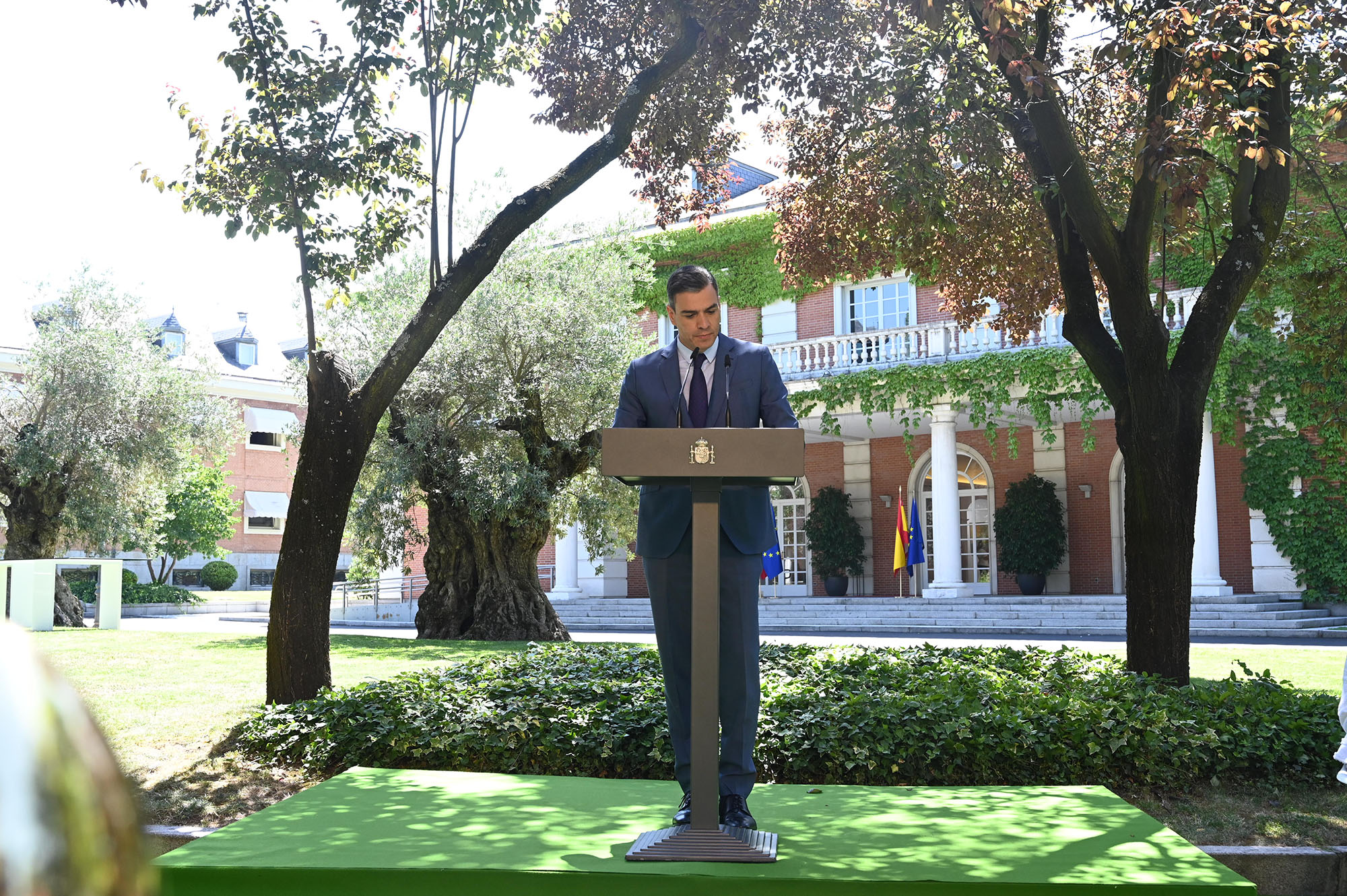 Pedro Sánchez durante su comparecencia para explicar el acuerdo