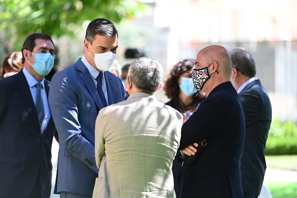 1/07/2021. Sánchez preside la firma del acuerdo para reforzar el sistema público de pensiones. El presidente del Gobierno, Pedro Sánchez, co...