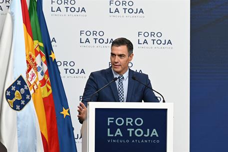 1/10/2021. Sánchez clausura el III Foro La Toja-Vínculo Atlántico. El presidente del Gobierno, Pedro Sánchez, durante su intervención en la ...