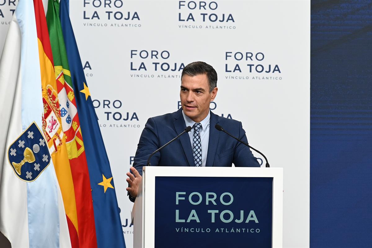 1/10/2021. Sánchez clausura el III Foro La Toja-Vínculo Atlántico. El presidente del Gobierno, Pedro Sánchez, durante su intervención en la ...