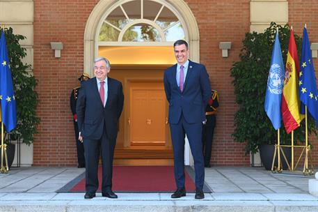 2/07/2021. Pedro Sánchez recibe al secretario general de la ONU, António Guterres. El presidente del Gobierno, Pedro Sánchez, recibe al secr...