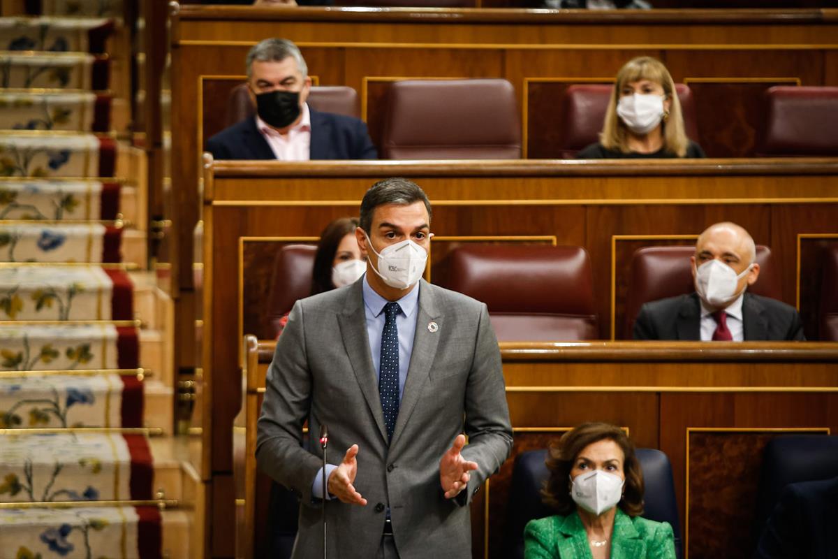 3/02/2021. Pedro Sánchez asiste a la sesión de control en el Congreso. El presidente del Gobierno, Pedro Sánchez, durante la sesión del cont...