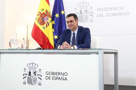 3/03/2021. Sánchez defiende apuntalar el multilateralismo y la solidaridad internacional. El presidente del Gobierno, Pedro Sánchez, ha part...