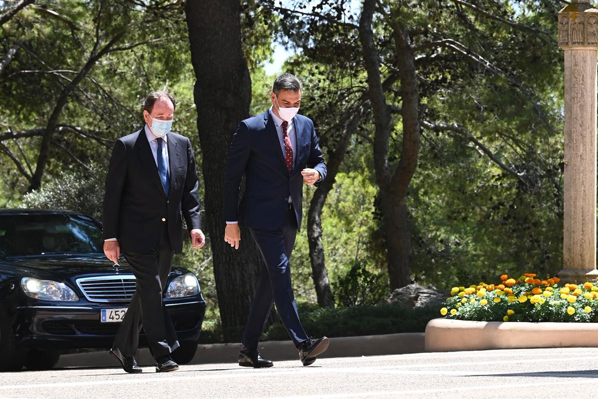 3/08/2021. Despacho del presidente del Gobierno con el rey Felipe VI. El presidente del Gobierno, Pedro Sánchez, a su llegada para el Despac...