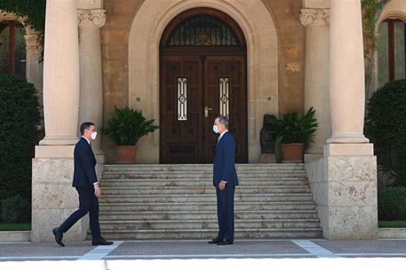 3/08/2021. Despacho del presidente del Gobierno con el rey Felipe VI. El presidente del Gobierno, Pedro Sánchez, es recibido por el rey Feli...