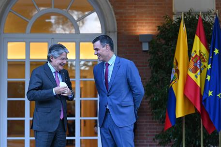 4/11/2021. Pedro Sánchez recibe al presidente de Ecuador, Guillermo Lasso. El presidente del Gobierno, Pedro Sánchez, conversa con el presid...