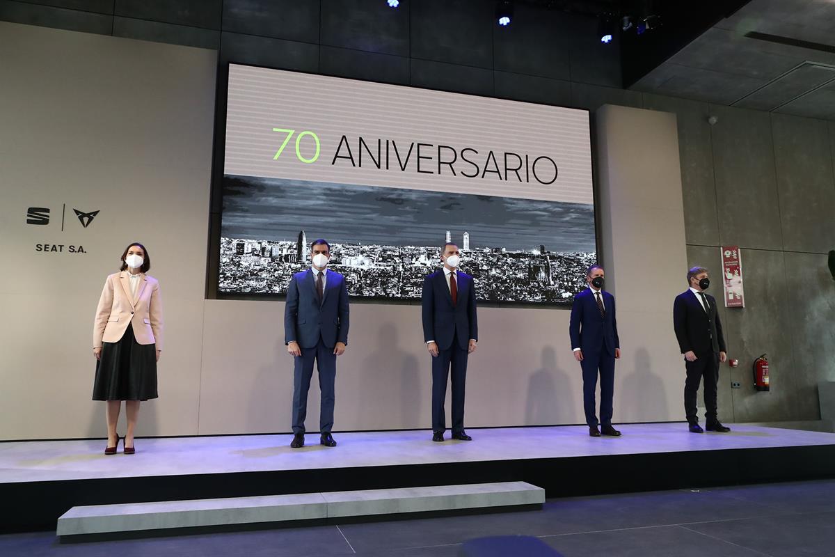 5/03/2021. Pedro Sánchez visita la planta de SEAT en Martorell (Barcelona). El presidente del Gobierno, Pedro Sánchez, la ministra de Indust...