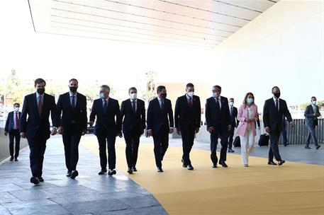 5/10/2021. Pedro Sánchez inaugura el I Foro Urbano de España. El presidente del Gobierno, Pedro Sánchez, acompañado por la ministra de Trans...