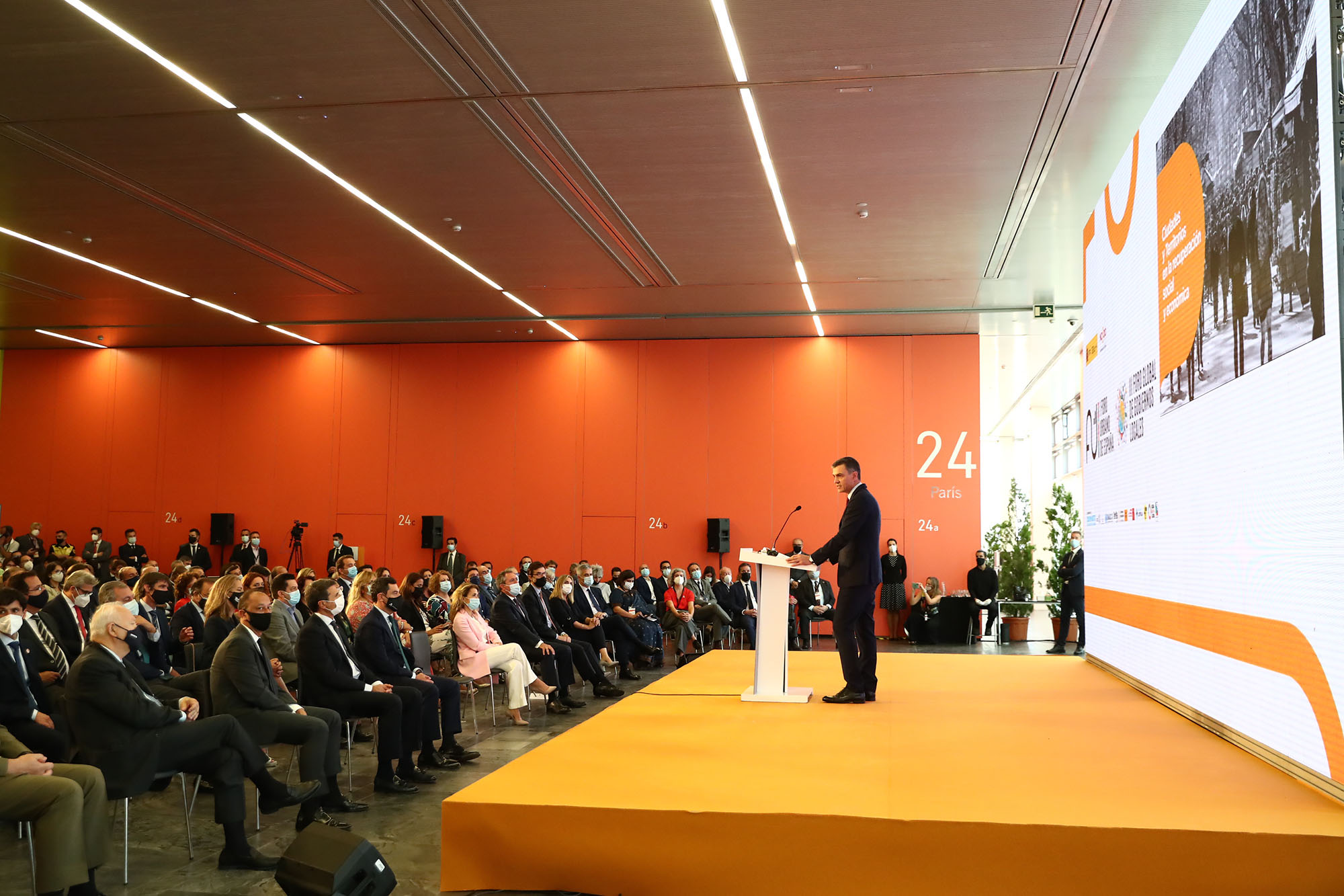 El presidente del Gobierno, Pedro Sánchez, durante su intervención