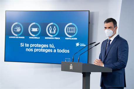 6/04/2021. Rueda de prensa del presidente del Gobierno, Pedro Sánchez. El presidente del Gobierno, Pedro Sánchez, comparece ante los medios ...