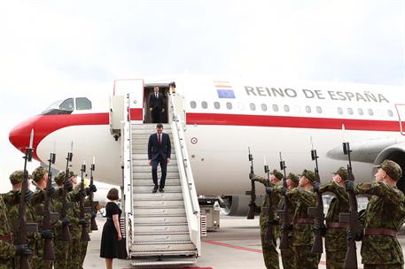 6/07/2021. Pedro Sánchez viaja a Estonia. El presidente del Gobierno, Pedro Sánchez, a su llegada al aeropuerto Lennart Meri de Estonia.