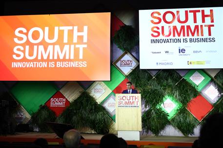 7/10/2021. Pedro Sánchez clausura el foro de emprendedores South Summit. El presidente del Gobierno, Pedro Sánchez, durante su intervención ...