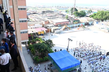 8/04/2021. Gira africana de Sánchez: Colegio Salesianos Don Bosco en Luanda. Instalaciones del Colegio Salesianos Don Bosco en el barrio lua...