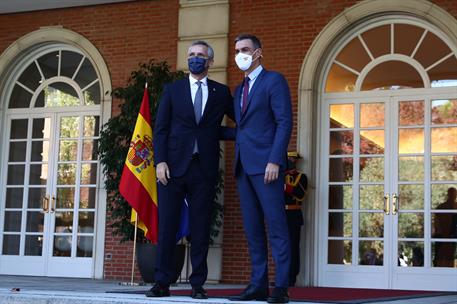 8/10/2021. Pedro Sánchez se reúne con el secretario general de la OTAN, Jens Stoltenberg. El presidente del Gobierno, Pedro Sánchez, ha reci...