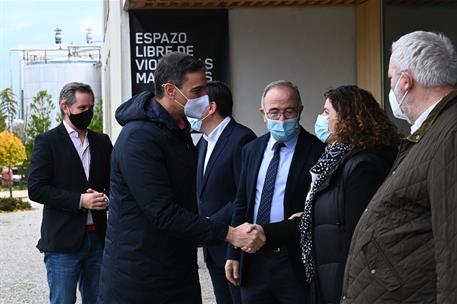 8/12/2021. Pedro Sánchez visita la empresa gallega FINSA. El presidente del Gobierno, Pedro Sánchez, a su llegada a la empresa gallega Finsa...