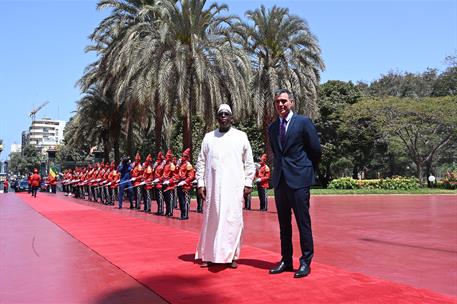 9/04/2021. Gira africana de Pedro Sánchez: Senegal (segunda jornada). El presidente del Gobierno, Pedro Sánchez, y el presidente de la Repúb...