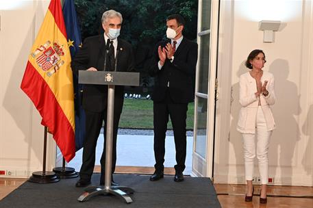 9/06/2021. Viaje oficial de Pedro Sánchez a Argentina: visita la Embajada. El presidente del Gobierno, Pedro Sánchez, durante su visita a la...
