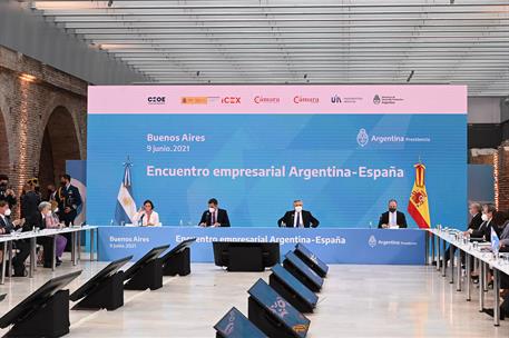 9/06/2021. Viaje oficial de Pedro Sánchez a Argentina. El presidente del Gobierno, Pedro Sánchez, participa en el encuentro empresarial Espa...