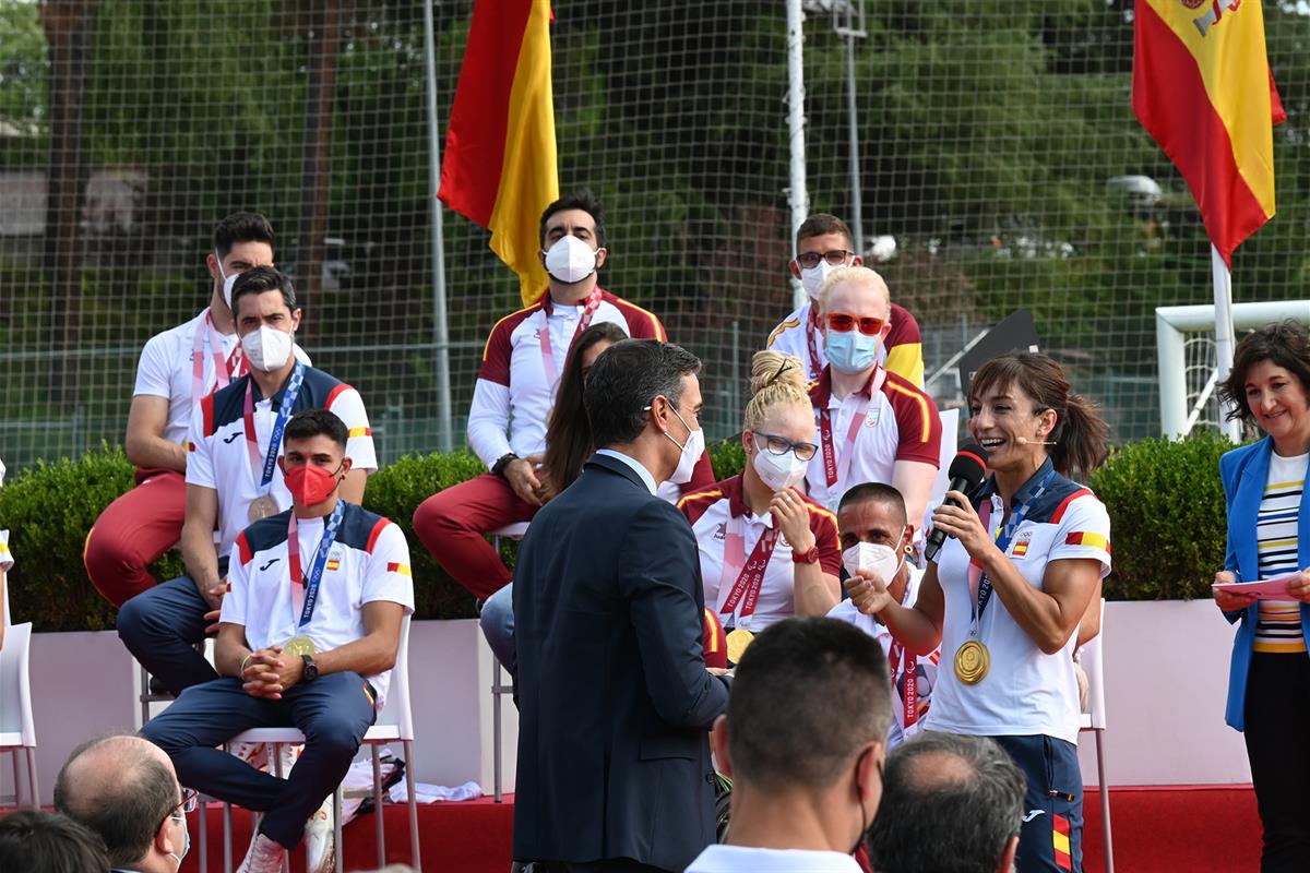 9/09/2021. Sánchez asiste al acto de homenaje a deportistas olímpicos y paralímpicos. El presidente del Gobierno, Pedro Sánchez, durante la ...