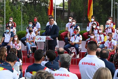 9/09/2021. Sánchez asiste al acto de homenaje a deportistas olímpicos y paralímpicos. El presidente del Gobierno, Pedro Sánchez, durante su ...