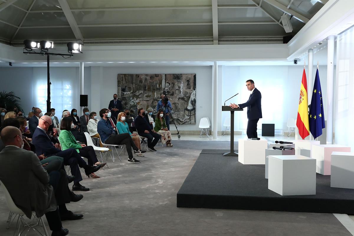 9/10/2021. Acto Salud Mental y COVID-19. El presidente del Gobierno, Pedro Sánchez, durante su intervención en el acto 'Salud Mental y COVID...