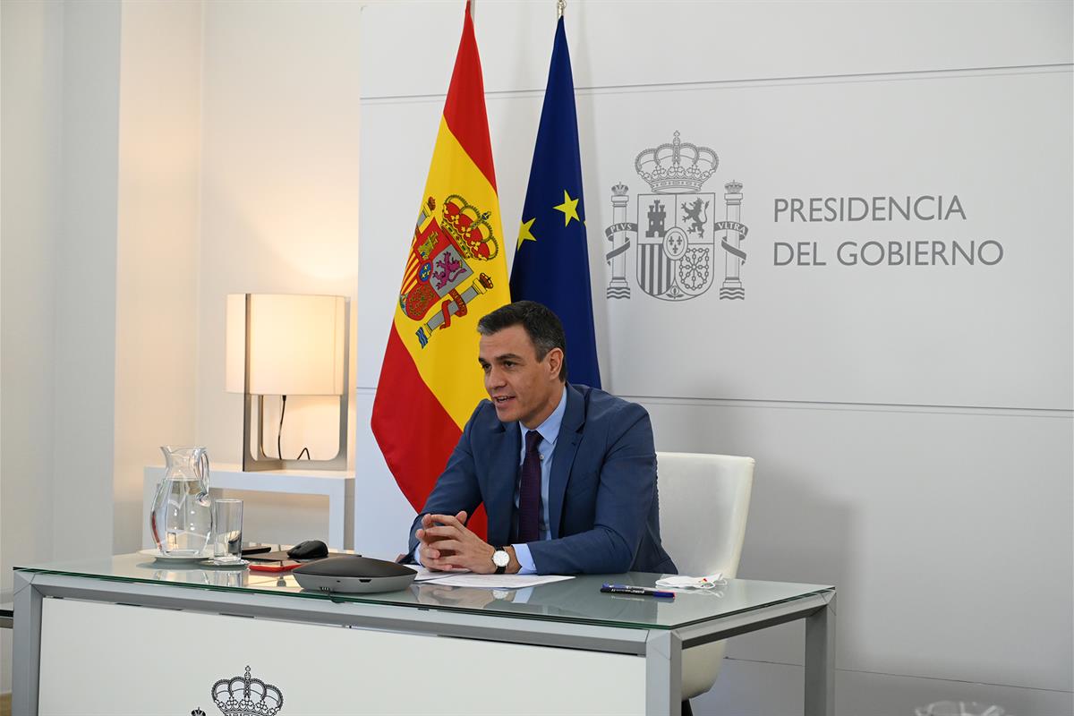 9/12/2021. El presidente del Gobierno participa en la Cumbre para la Democracia organizada por EEUU. El presidente del Gobierno, Pedro Sánch...