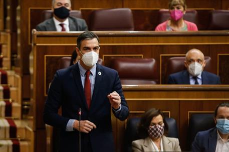 10/03/2021. Pedro Sánchez asiste a la sesión de control al Gobierno. El presidente del Gobierno, Pedro Sánchez, durante su intervención en l...